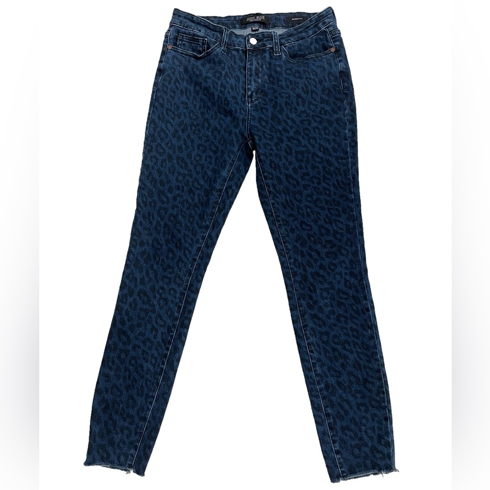 Judy Blue Dark Blue Leopard Skinny Jeans